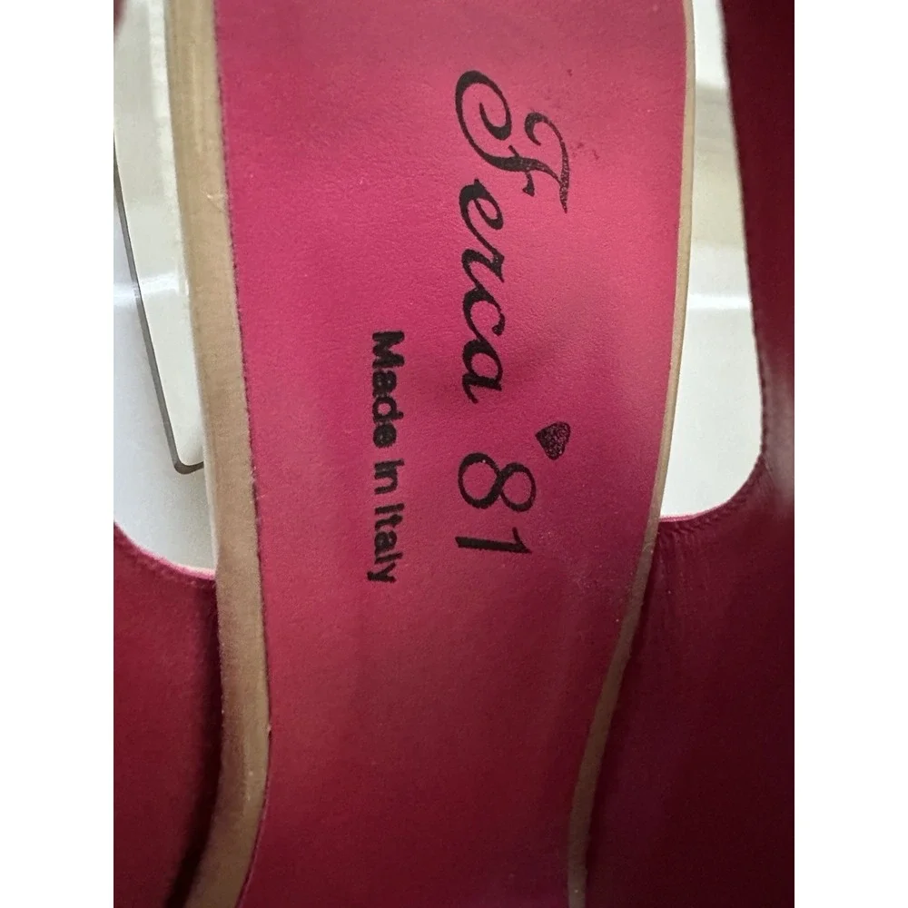 Ferca 81 Shoes Tan Beige Slingback Block Heel Tan White Size‎ (39) US 8-8.5